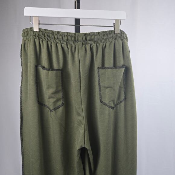 NWOT Unbranded Linen Cotton Blend Baggy Lounge Pants Green Size XL - Picture 4 of 6